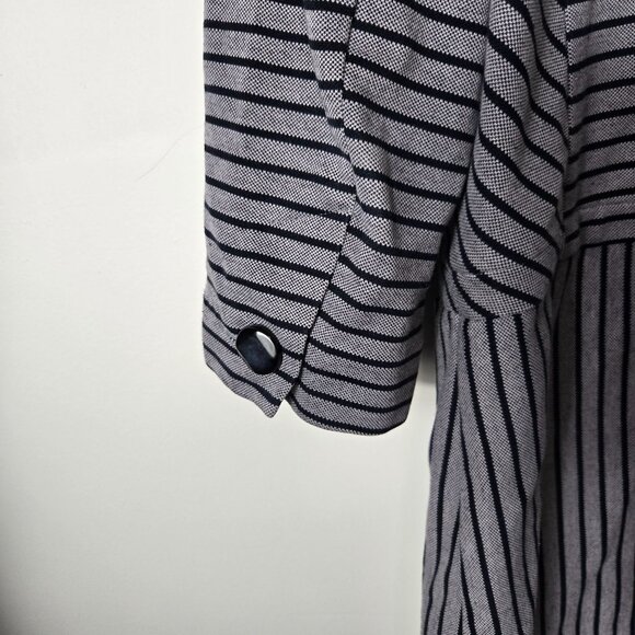 CAbi Size M Dappled Stripe Car Coat Gray/Navy Button Front Pockets Stret… - Picture 6 of 10